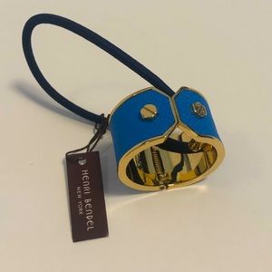 NWT Henri Bendel Ponytail Leather Ring Blue